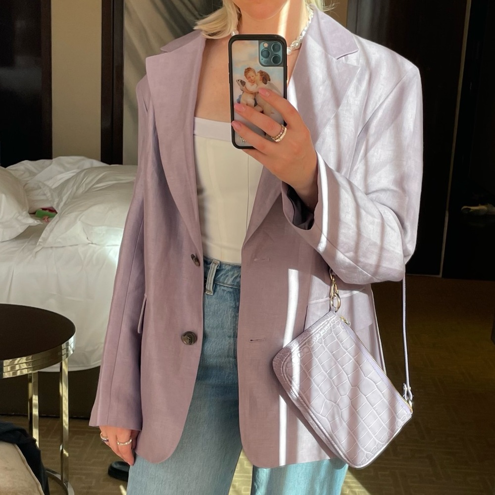 & Other Stories Lilac Linen-Blend Blazer – Size US 4